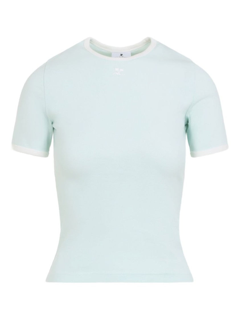 Courrèges Fitted Short-Sleeve Top With Contrasting Trim