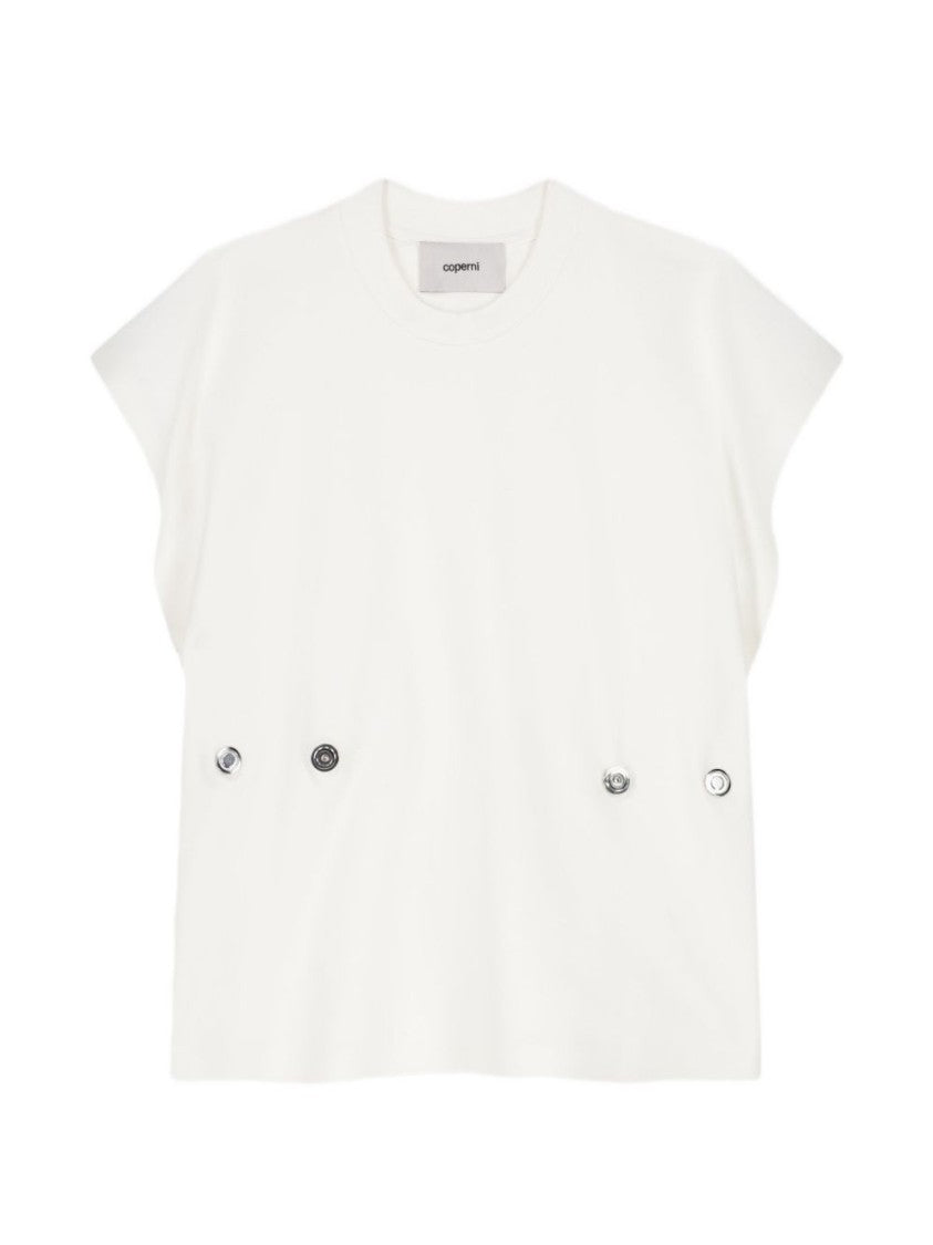 Coperni Structured White T-Shirt With Adjustable Fit And Cinched Details
