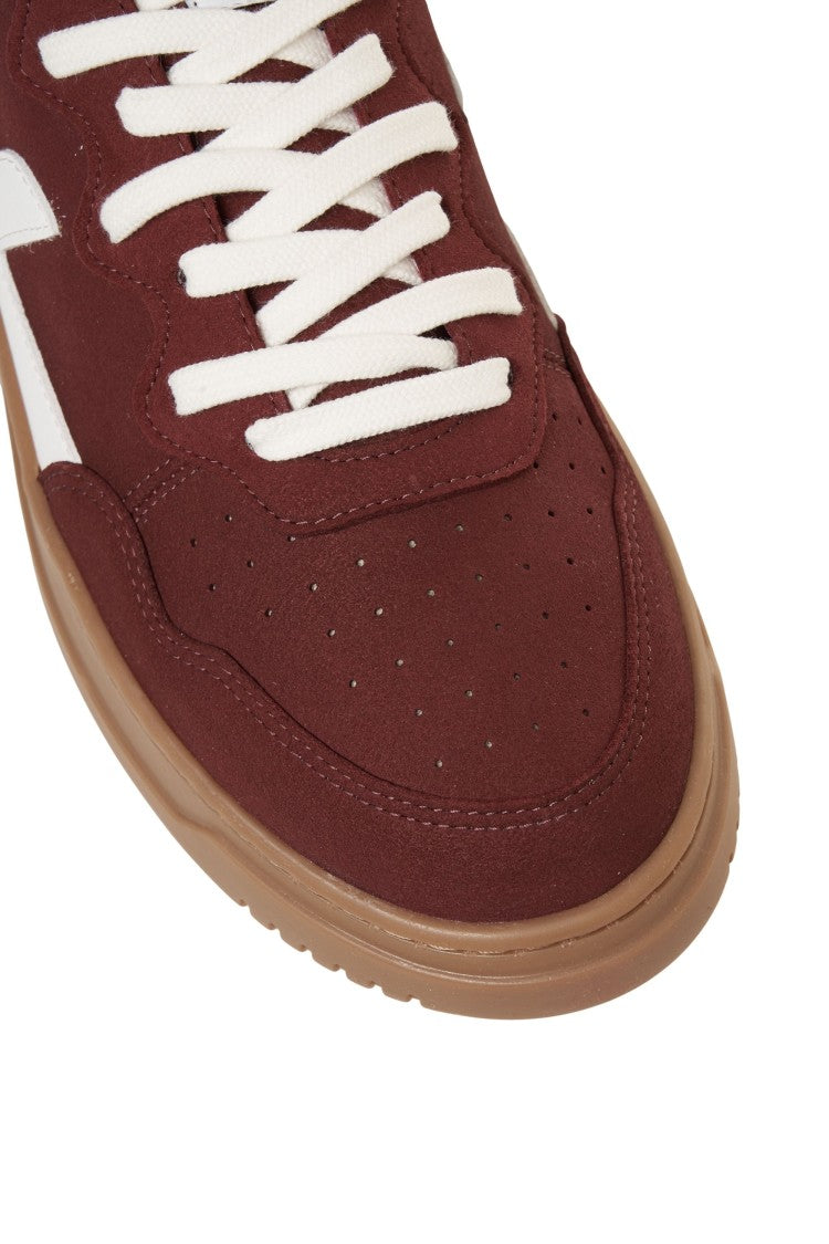 Zeta Burgundy Suede Sneakers With Contrasting Logo