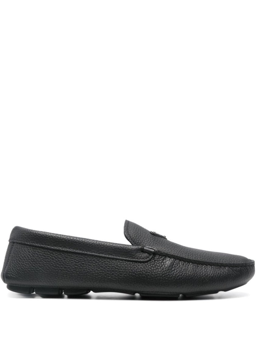Prada Black Calf Leather Slip-On Loafers