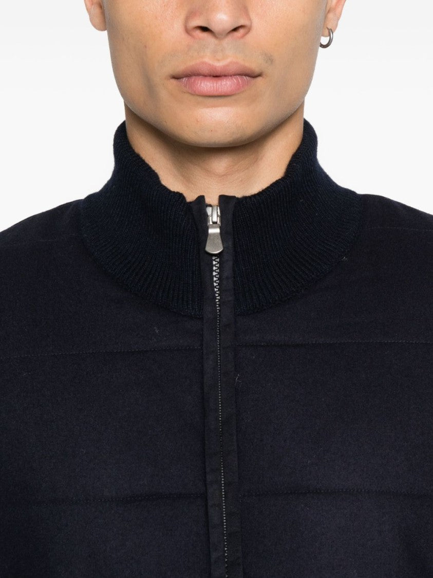 Vengera Navy Blue Jacket With Quilted Panels