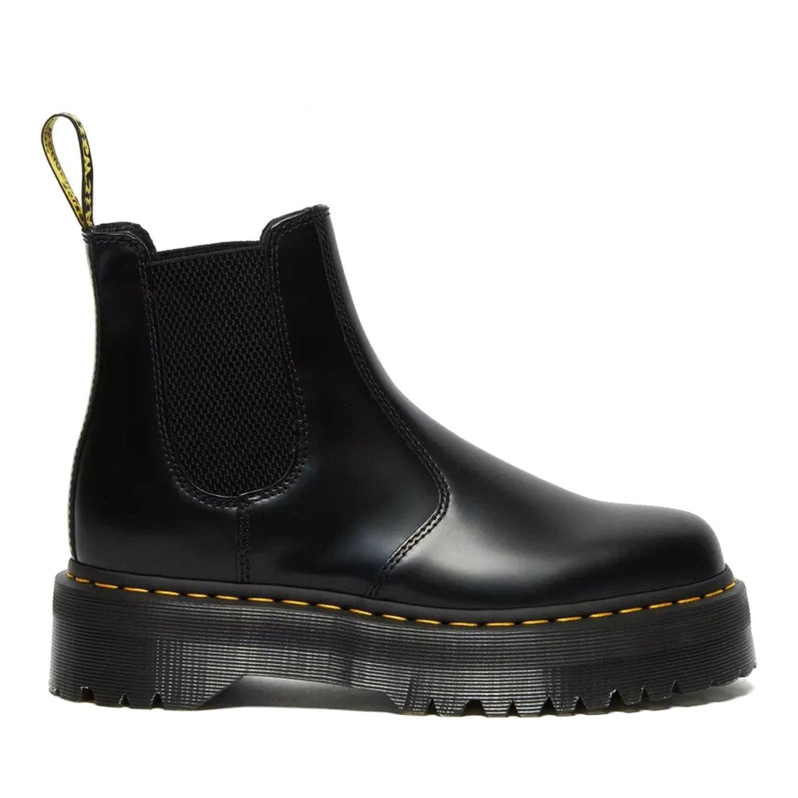 Dr. Martens Black 2976 Quad Smooth Chunky Platform Leather Ankle Boots