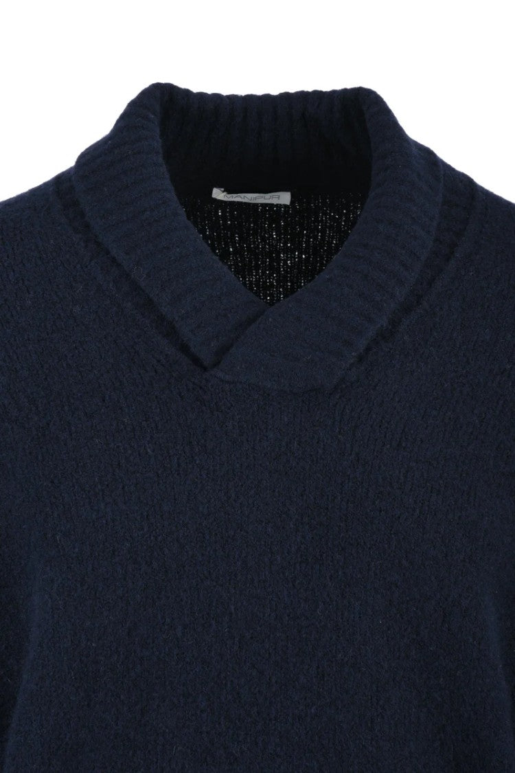 Manipur Blue Wool Cashmere Polyamide Elastane Men's Sweater