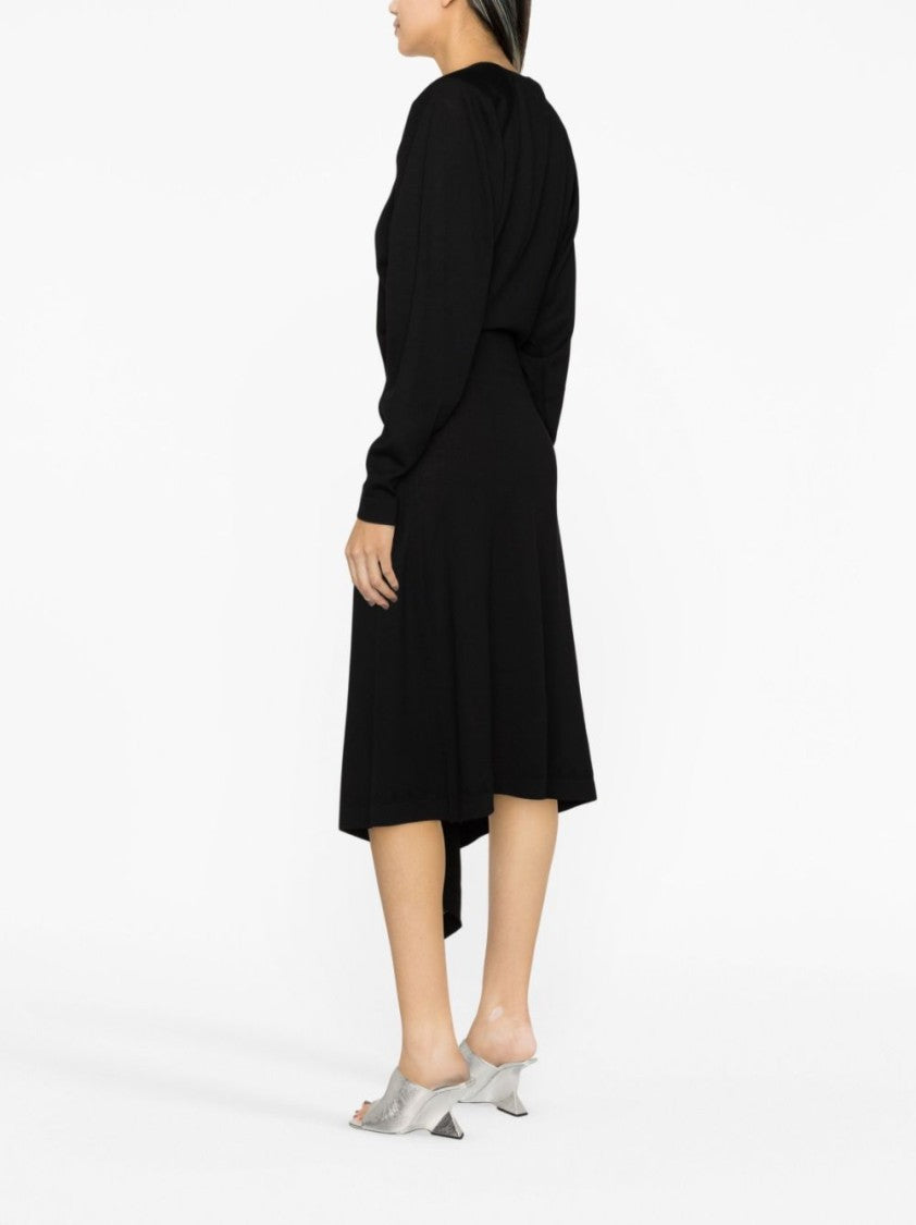 The Attico Front-Slit Long-Sleeved Wrap Dress