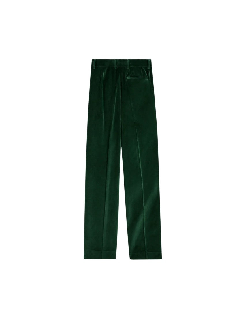 Pence Viola Forest-Green Velvet Wide-Leg Pants