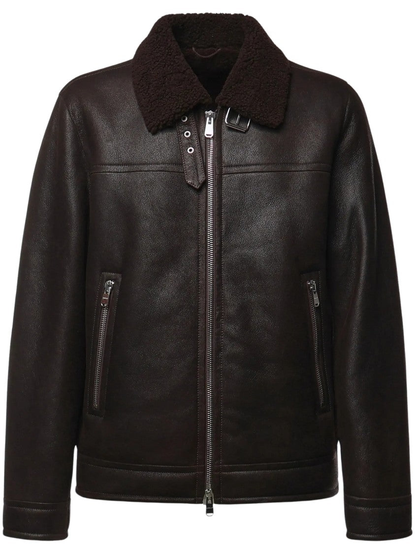 Dondup Shearling Collar Leather Jacket