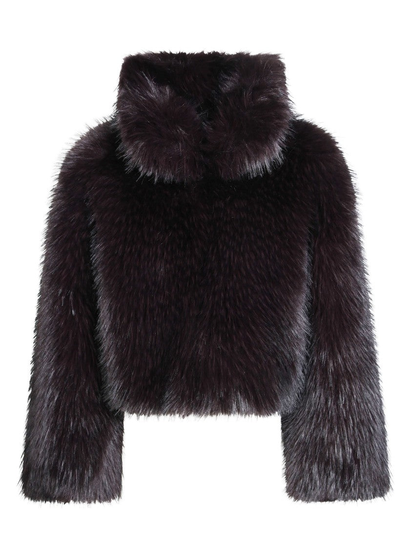 Pinko Gravina High Collar Voluminous Cropped Fur Jacket