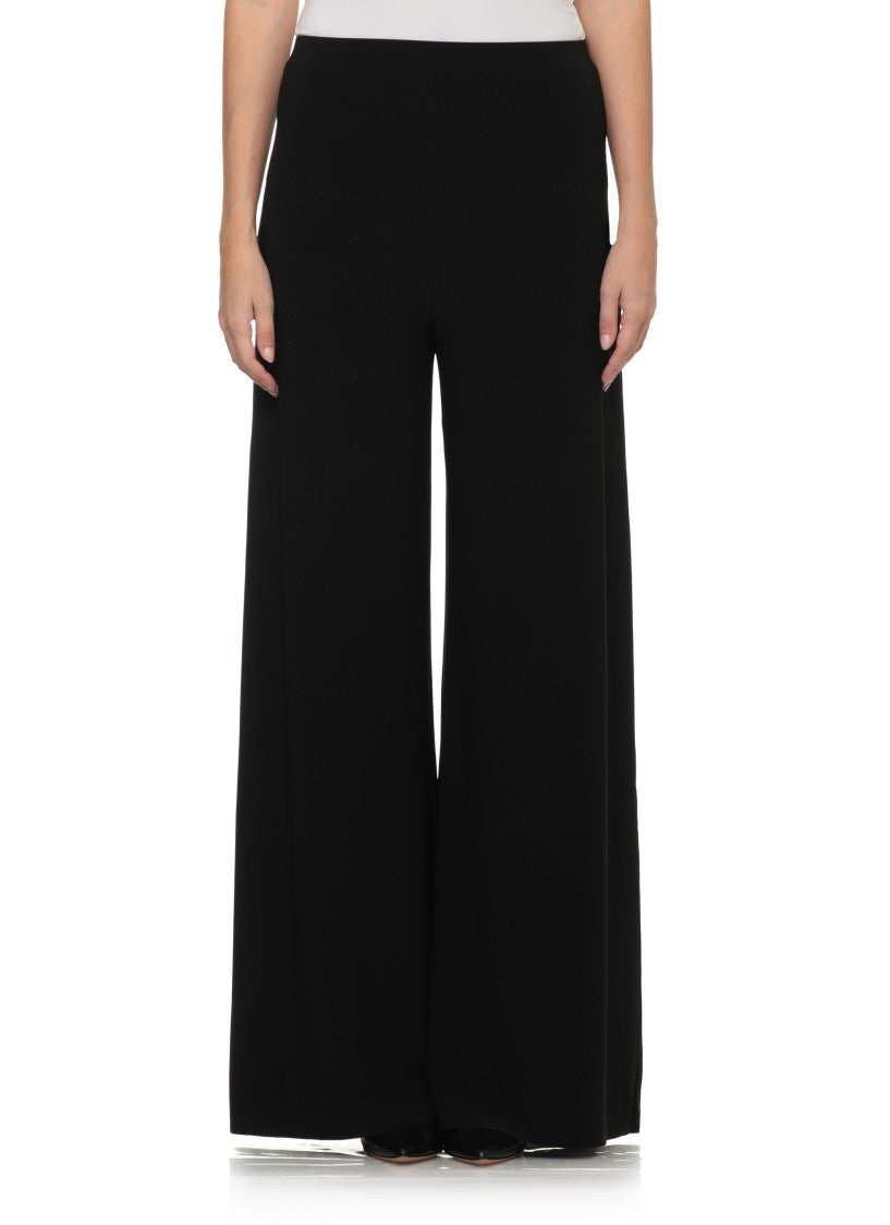 Norma Kamali Black Elastic Waistband Minimalist Wide-Leg Pants