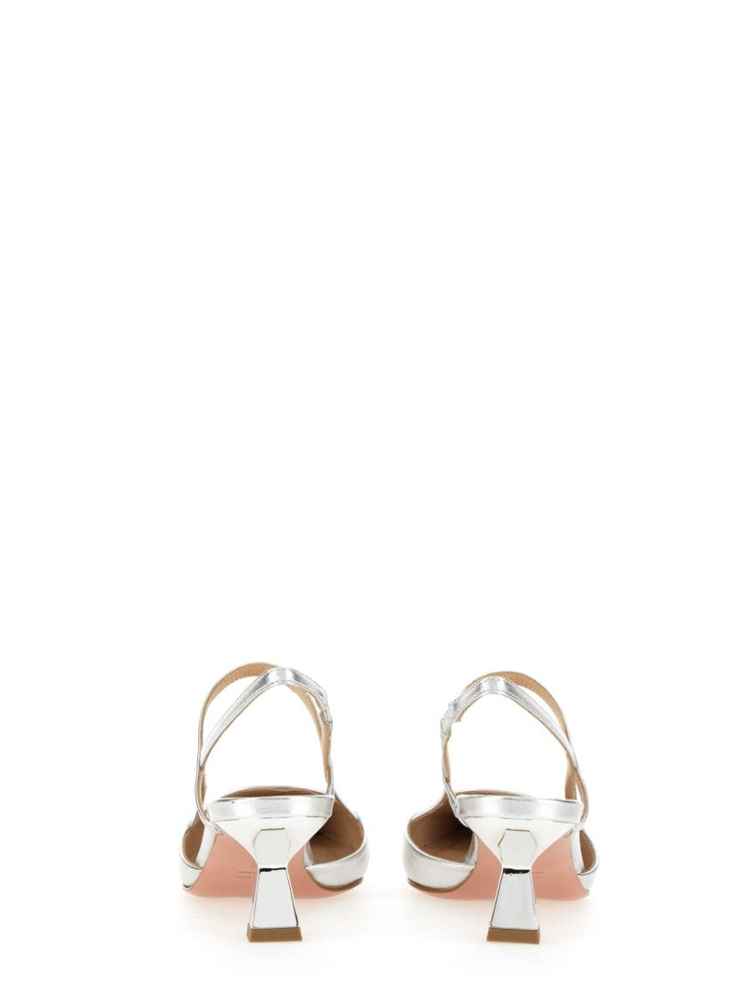 Roberto Festa Silver Amai Pointed-Toe Leather Sandals