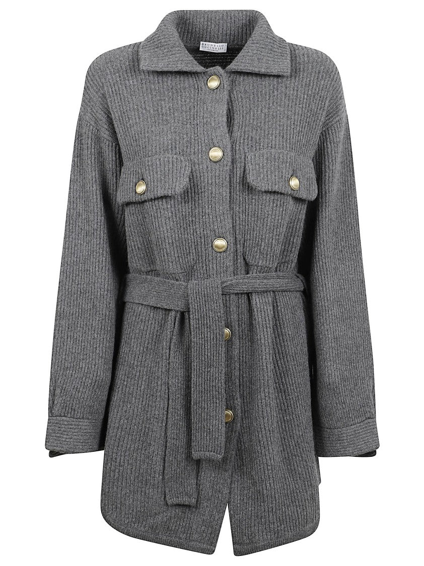 Brunello Cucinelli Ribbed Knit Sweater With Button Fastening