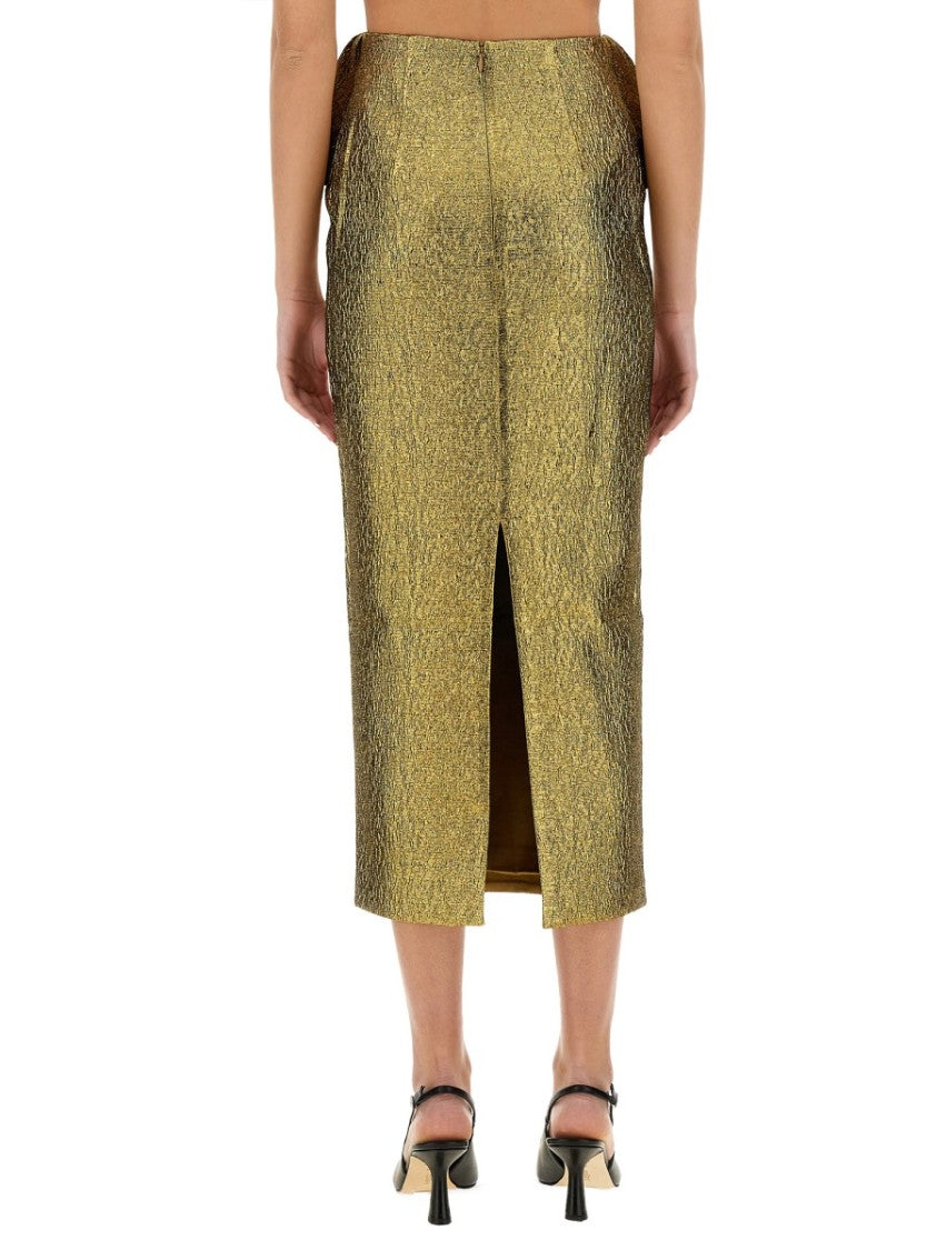 Self-Portrait Metallic Jacquard Midi Skirt