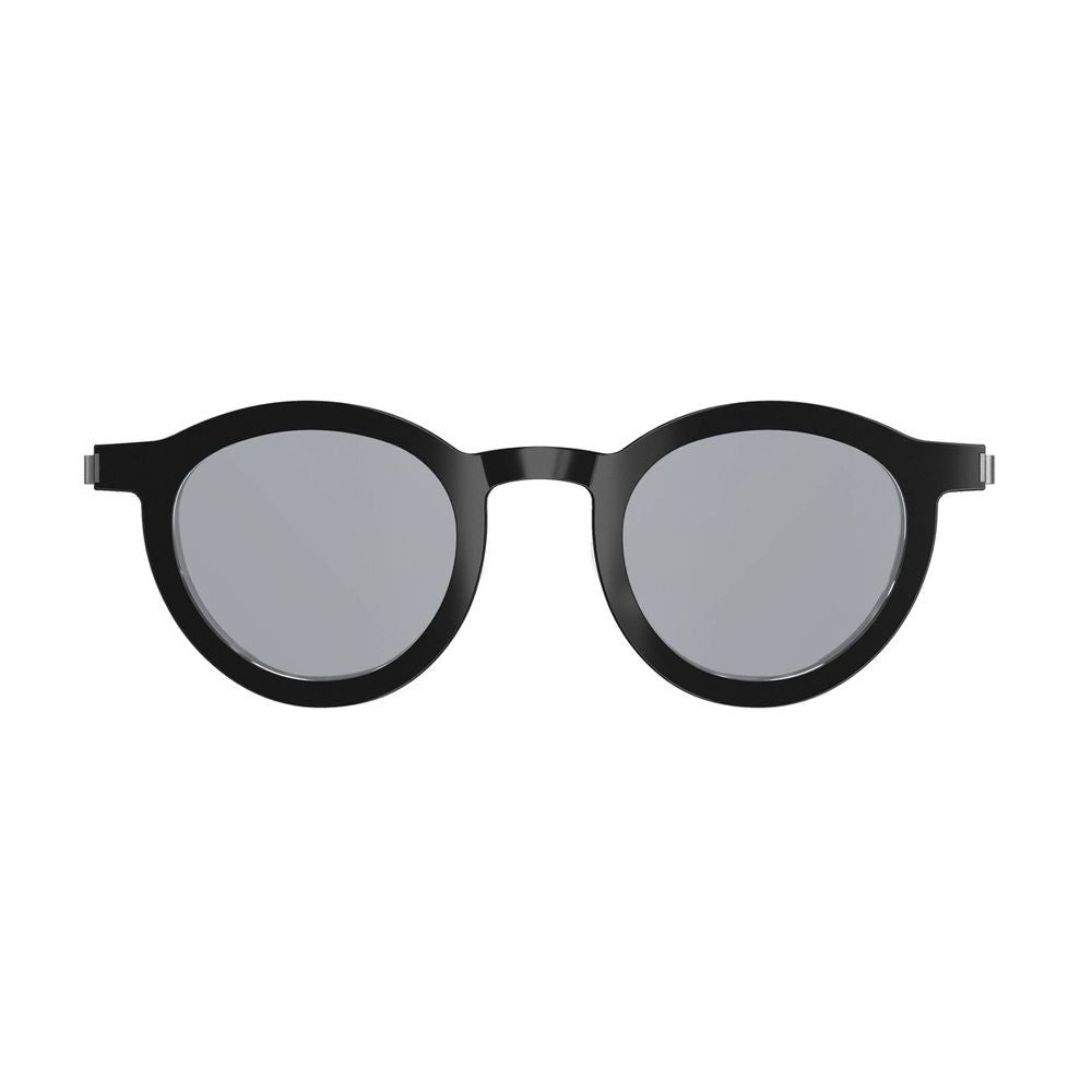 Lindberg Sun Titanium 85101 K24/Al01/10/Sl124 Black Silver Round Phantos-Shaped Sunglasses