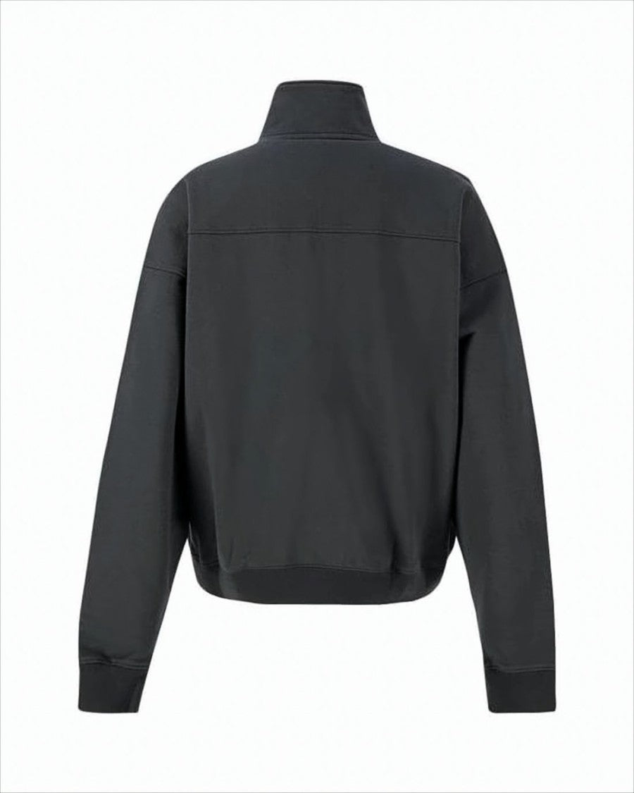 Sporty And Rich Cropped Turtleneck Sweatshirt With Half-Zip Closure