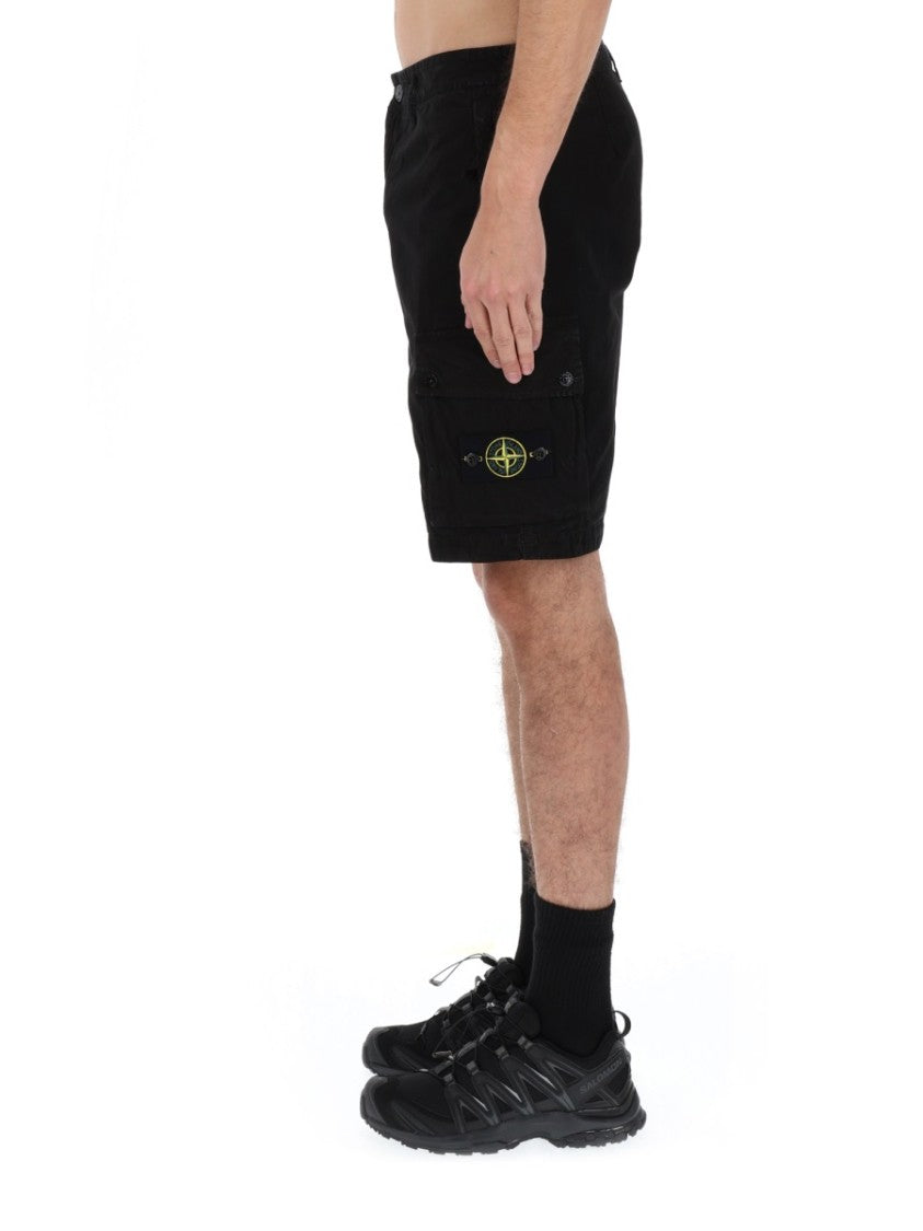 Stone Island Cargo Straight Logo Cotton Shorts