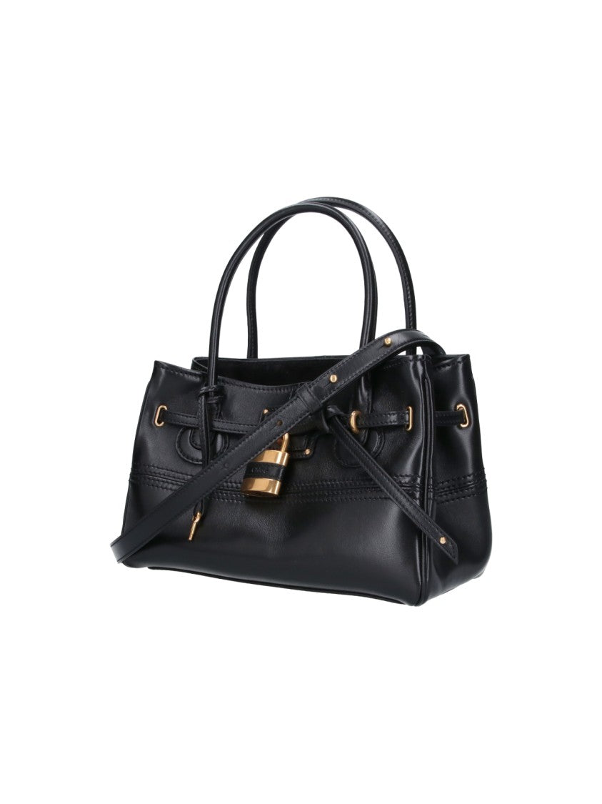 Chloé Paddington Gold Padlock Black Lambskin Shoulder Bag