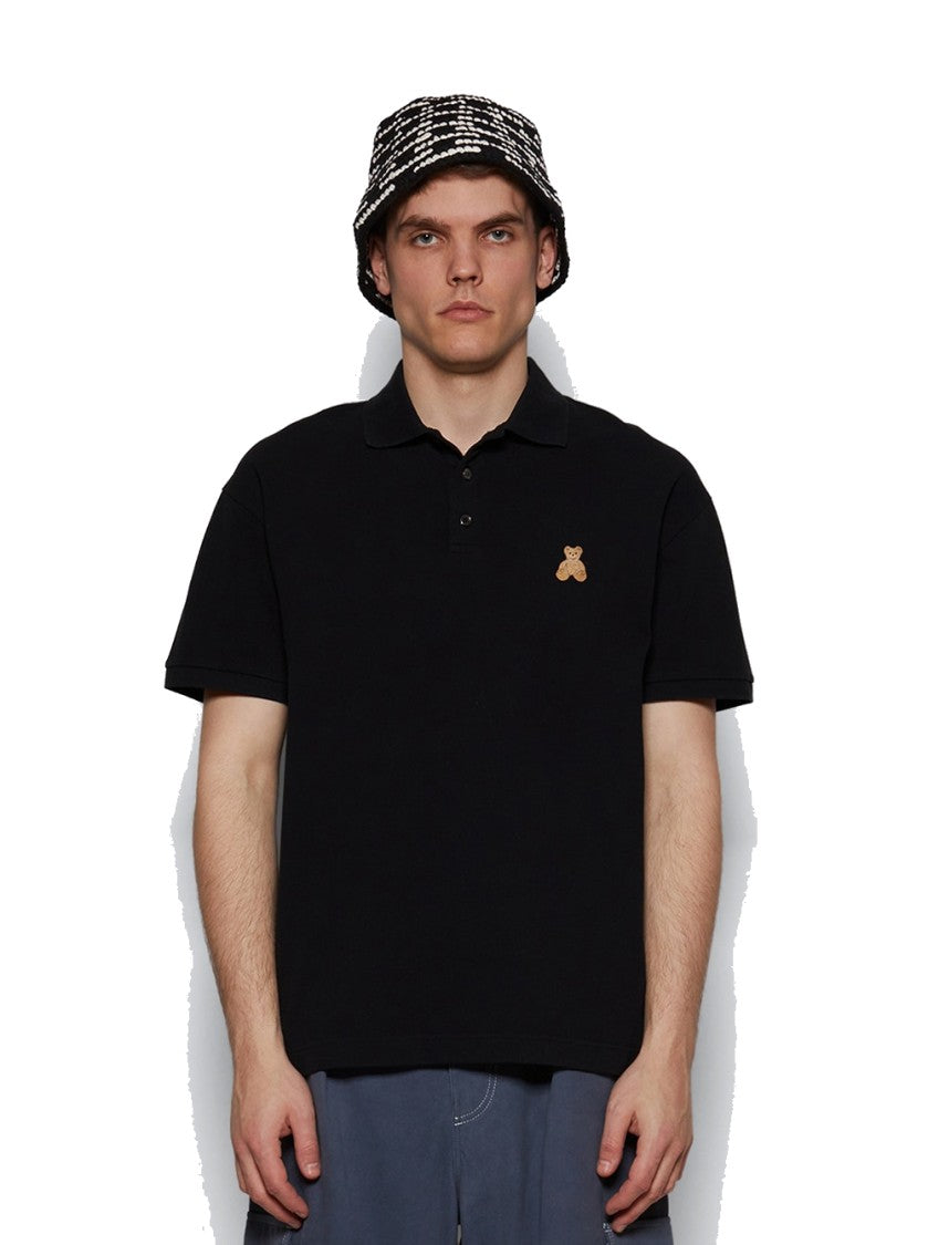 Palm Angels Mini Bear In Mind Polo Shirt - Black