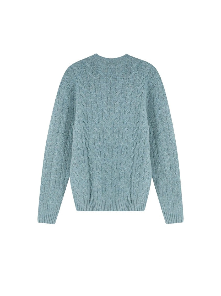 Polo Ralph Lauren Soft Blue Cable-Knit Wool-Cashmere Sweater