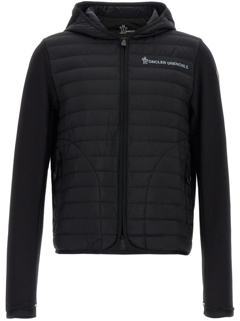 Moncler Grenoble Tailored Black Sweater With Quilted Textures