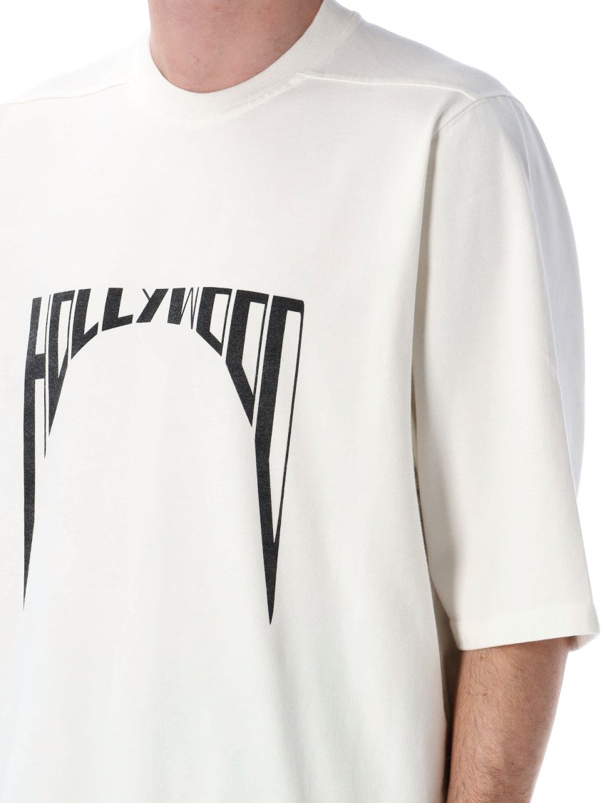 Drkshdw By Rick Owens Oversized Cotton T-Shirt With Hollywood Print