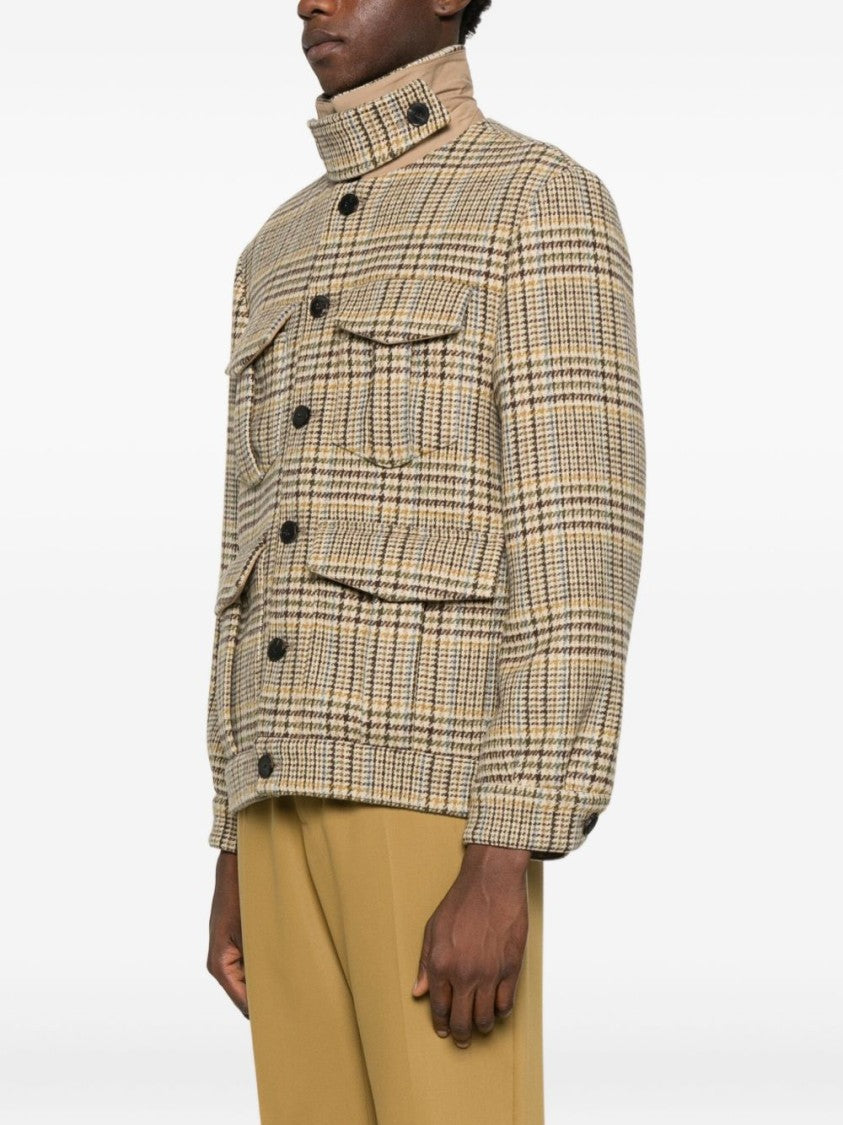 Amaranto Beige Checkered Coat