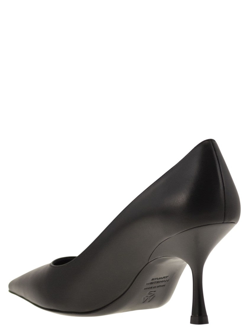 Stuart Weitzman Pointed-Toe Leather Décolleté With Retro Heel