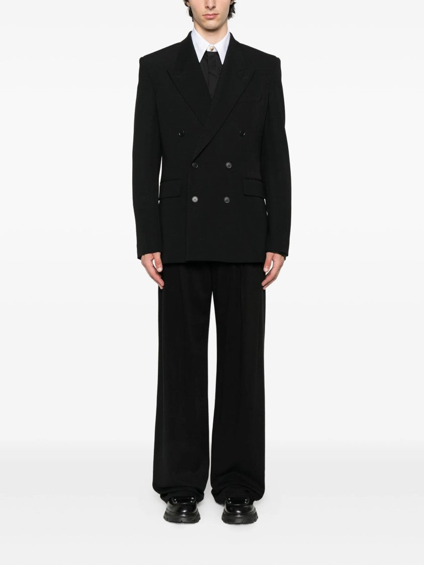 Balmain Black Ls Shirt White Collar Shirt