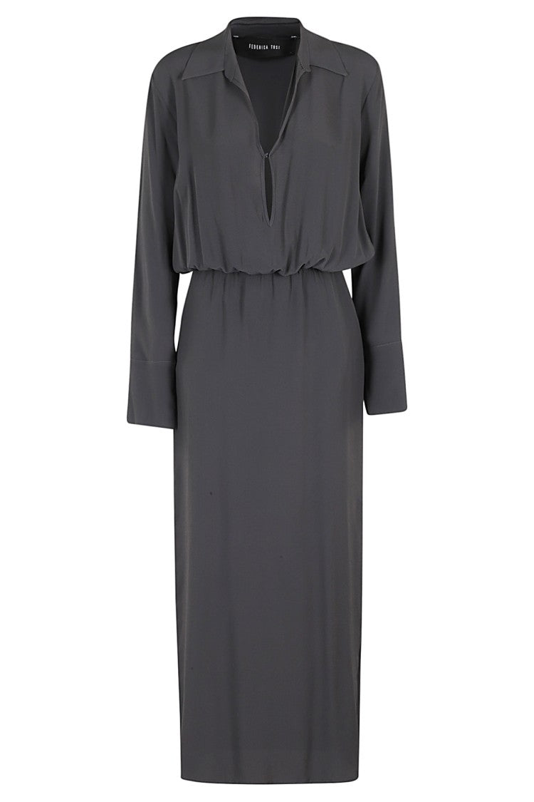 Federica Tosi Long Dark Gray Shirt Dress