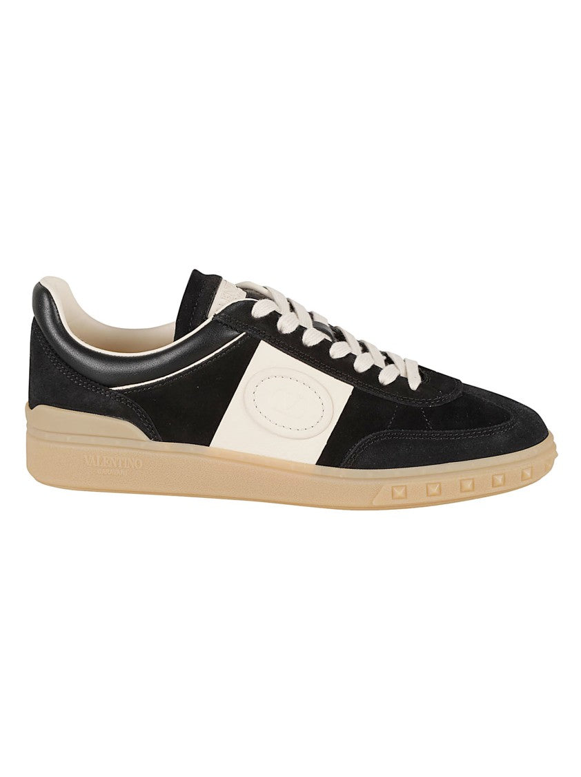 Valentino Garavani Low-Top Calf Leather Sneakers With Studded Beige Sole
