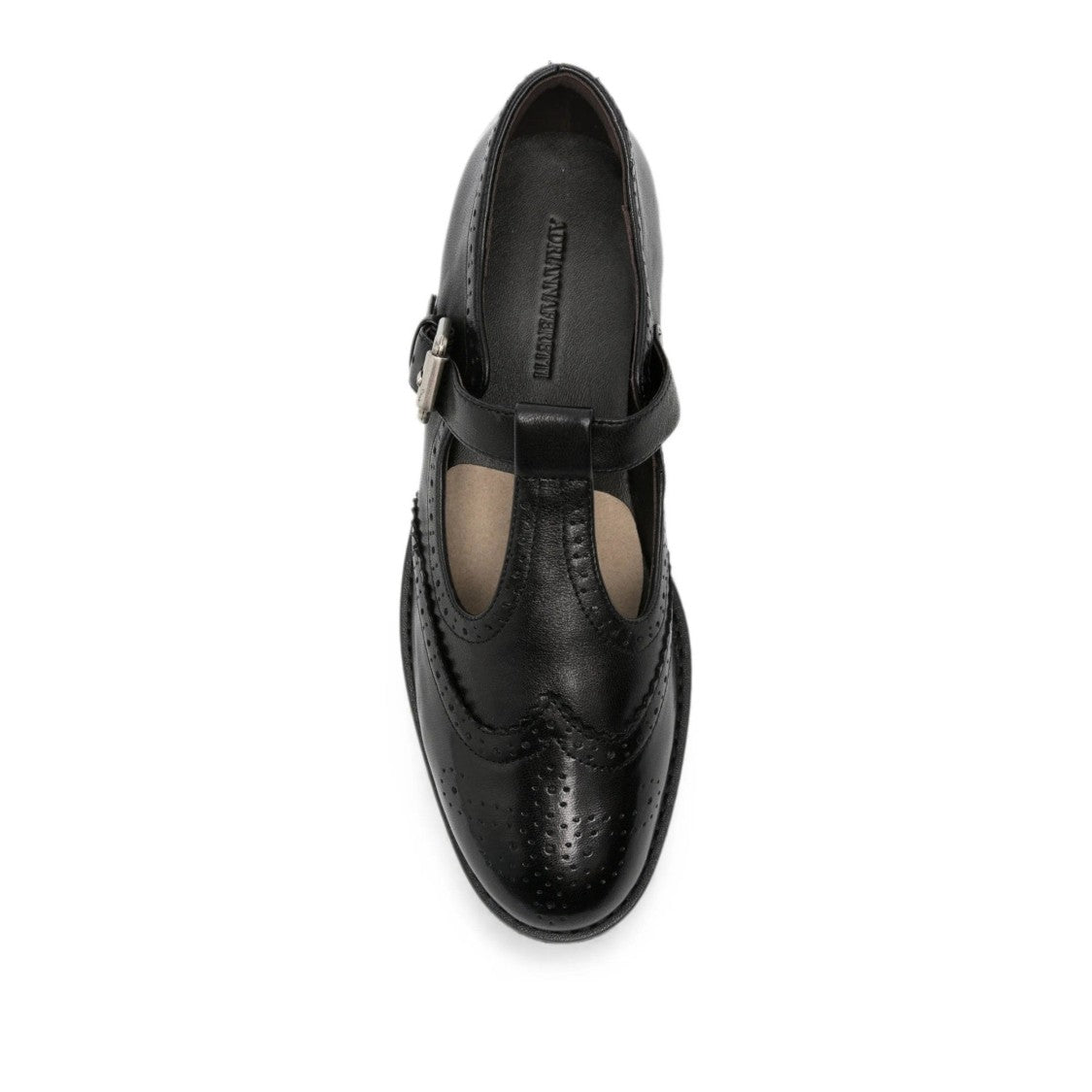 Adrianna Feretti Black T-Strap Leather Loafers