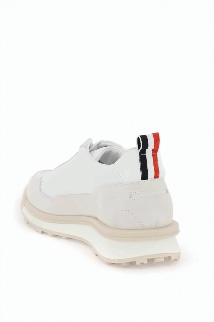 Thom Browne Low-Top Calf Leather And Suede Sneakers With Tricolor Accent