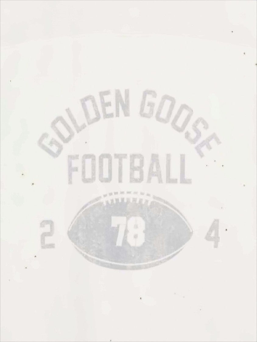 Golden Goose Distressed Cotton T-Shirt With Vintage Football Graphic