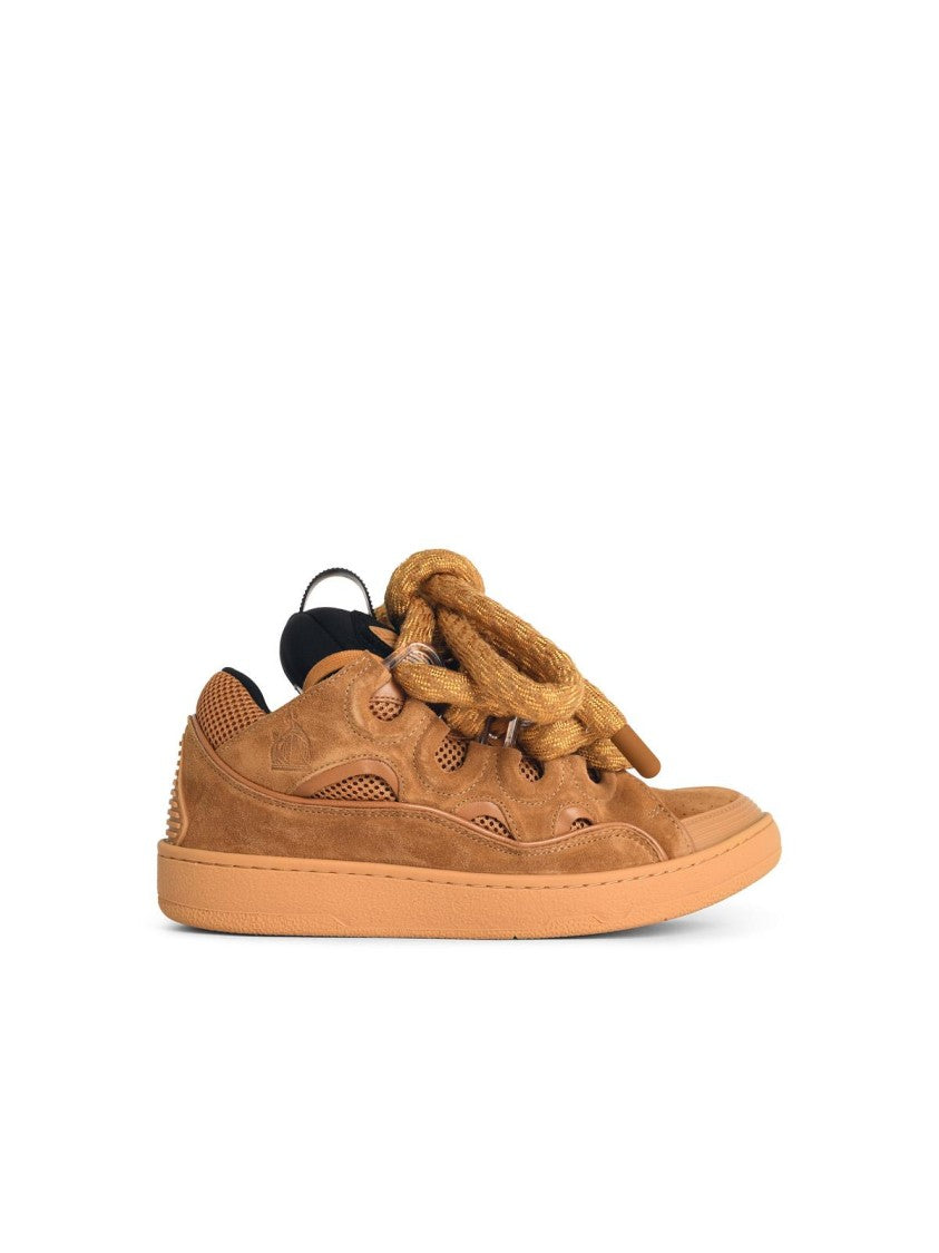Lanvin Curb' Beige Leather Blend Sneakers