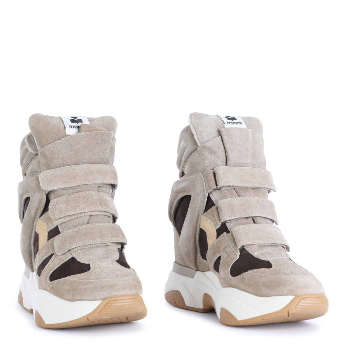Isabel Marant Layered Velcro High-Top Sneakers