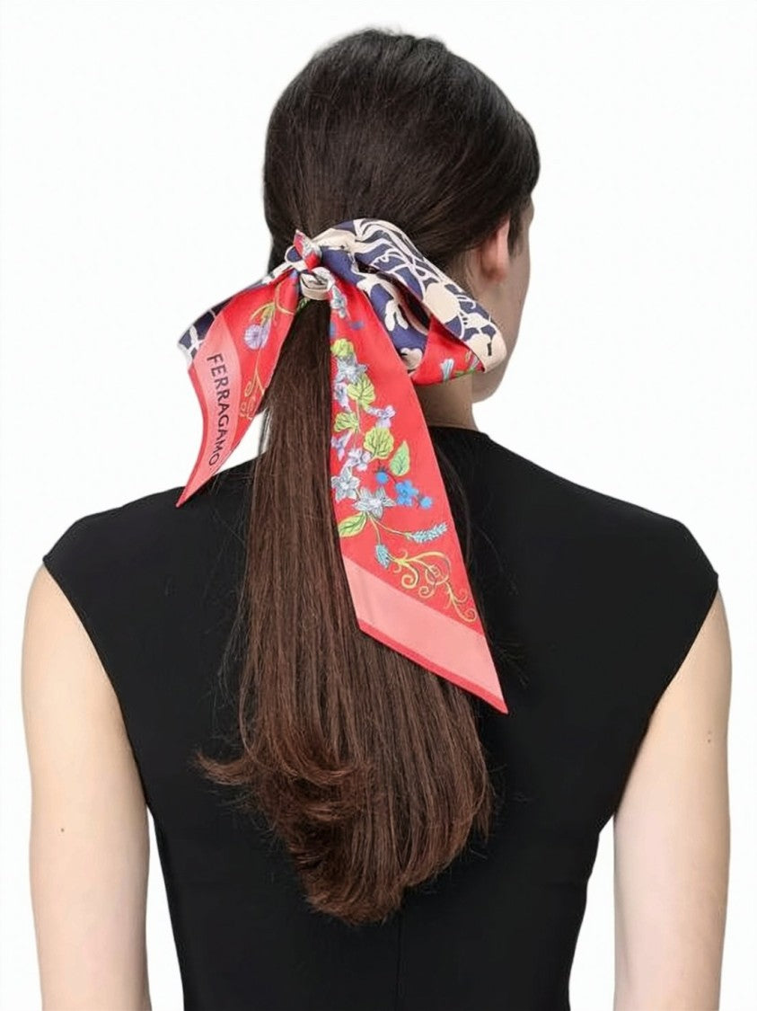 Salvatore Ferragamo Long Silk Scarf With Floral Pattern