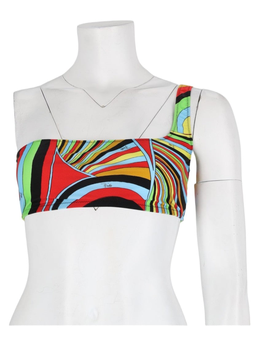 Pucci Multicolor Swirl Asymmetrical Swim Top
