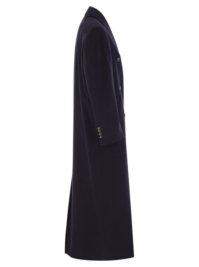 Brunello Cucinelli Long Wool Coat With Jewellery