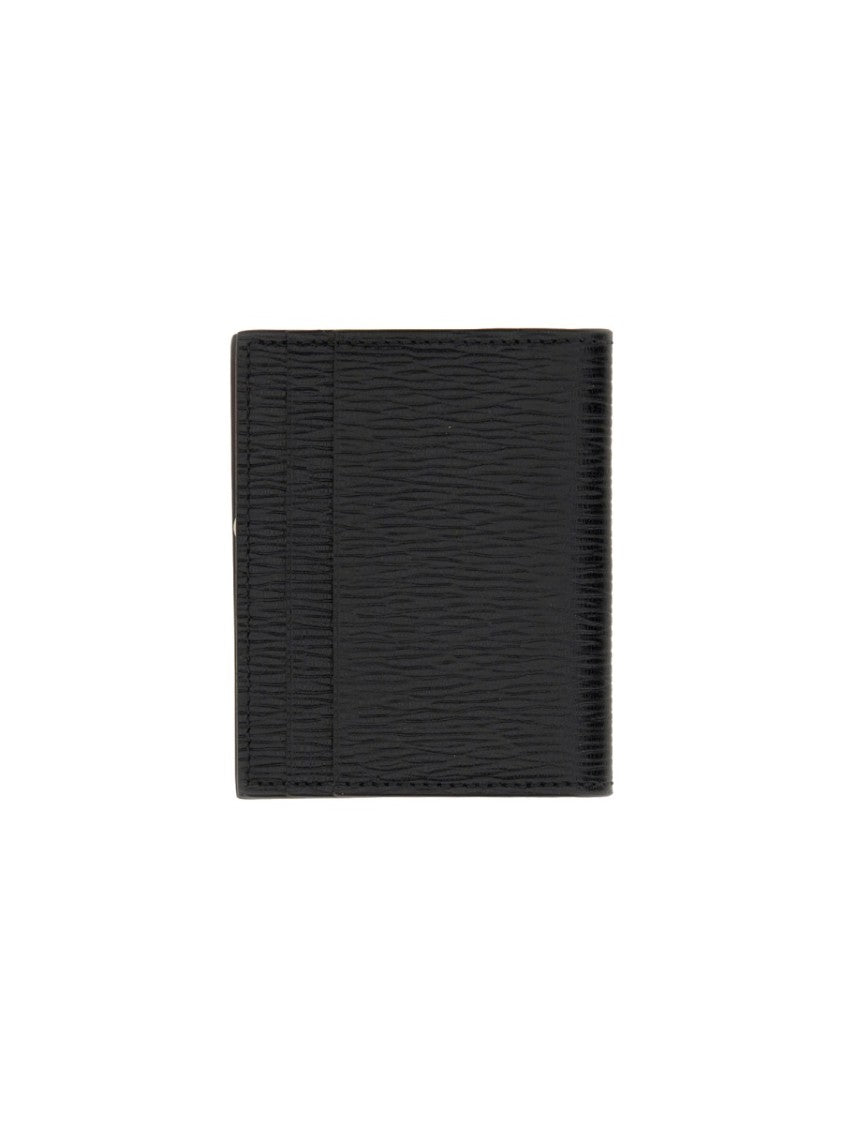 Ferragamo Textured Calfskin Cardholder With Polished Logo Accent