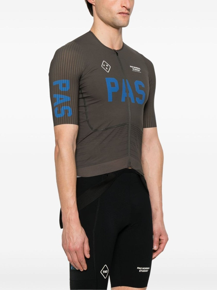 Pas Normal Studios Grey Zip-Closure T-Shirt With Bold Logo Design