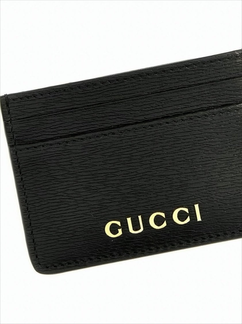 Gucci Textured Leather Compact Card Wallet With Metallic Logo