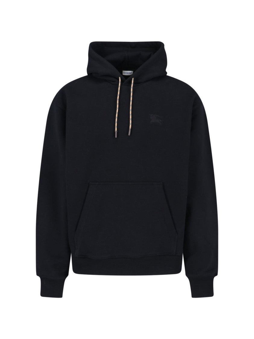 Burberry "Reilly Chk Pch" Hooded Sweatshirt In Black Cotton