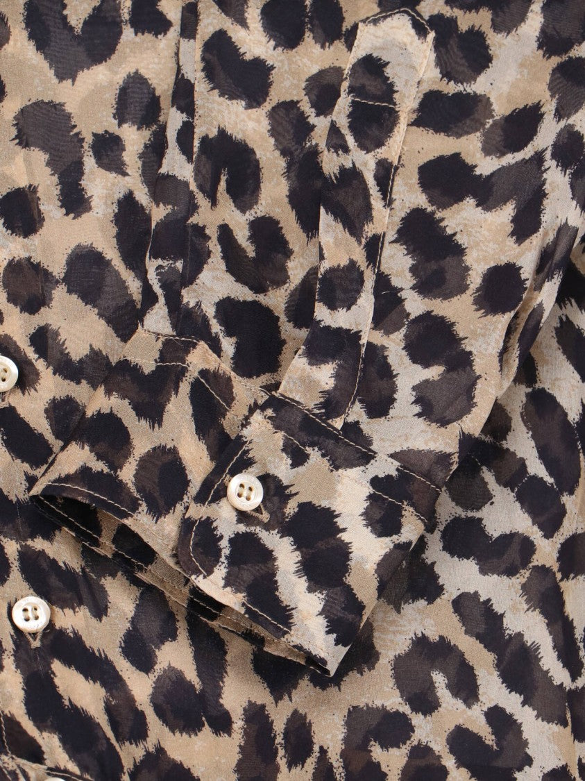 Aspesi Semi-Sheer Animal Print Shirt – Brown