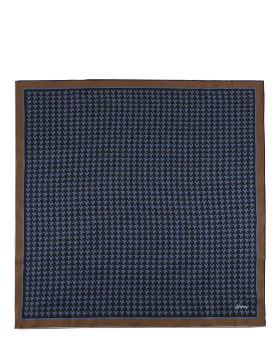 Brioni Classic Houndstooth Silk Pocket Square With Hand-Rolled Edges