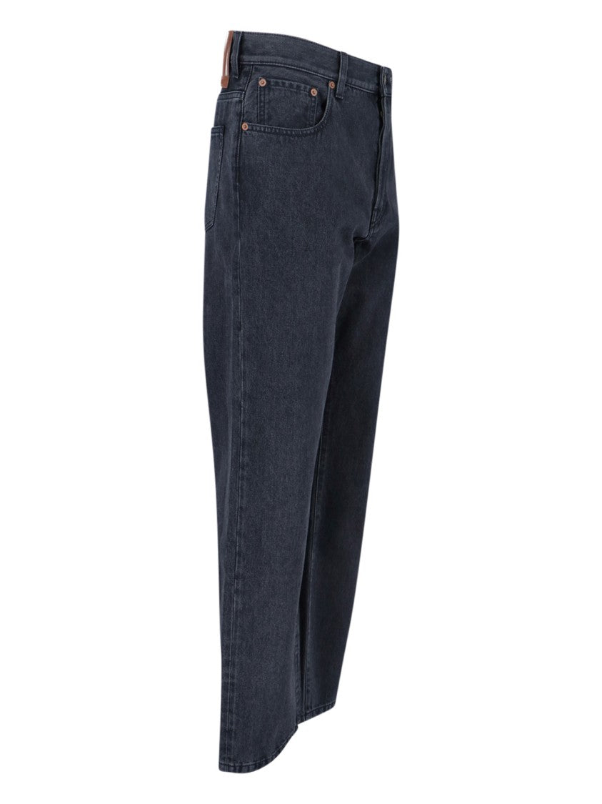 Valentino Straight-Leg Black Denim Jeans With Logo Patch