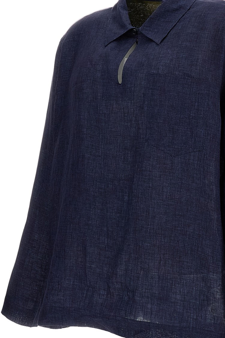 Paul Smith Blue Linen V-Neck Shirt