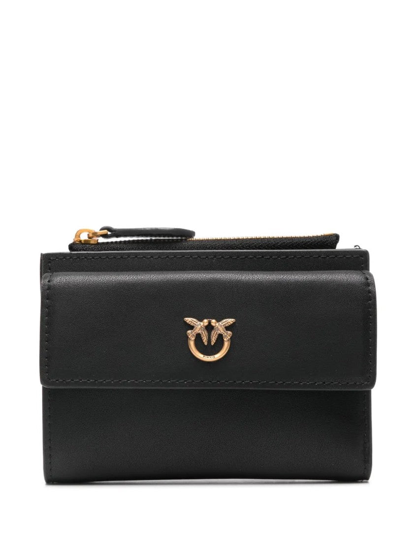 Pinko Compact Black Cow Leather Wallet