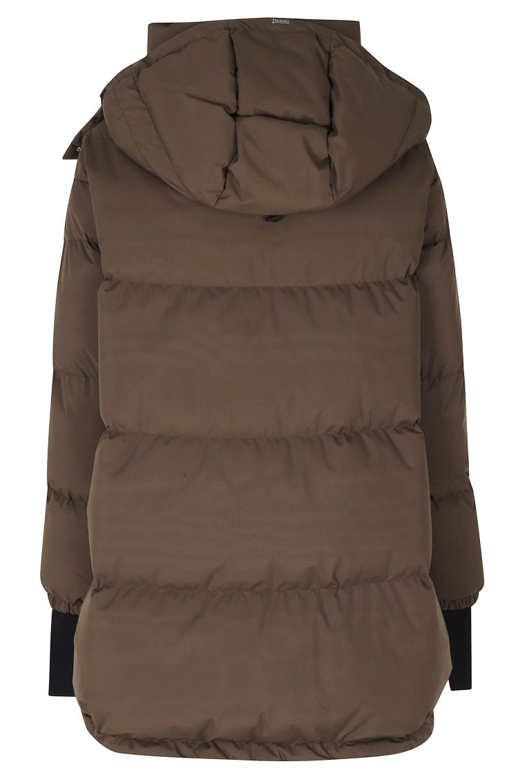 Herno Army Green Hooded Double-Slider Zip Polyester Jacket