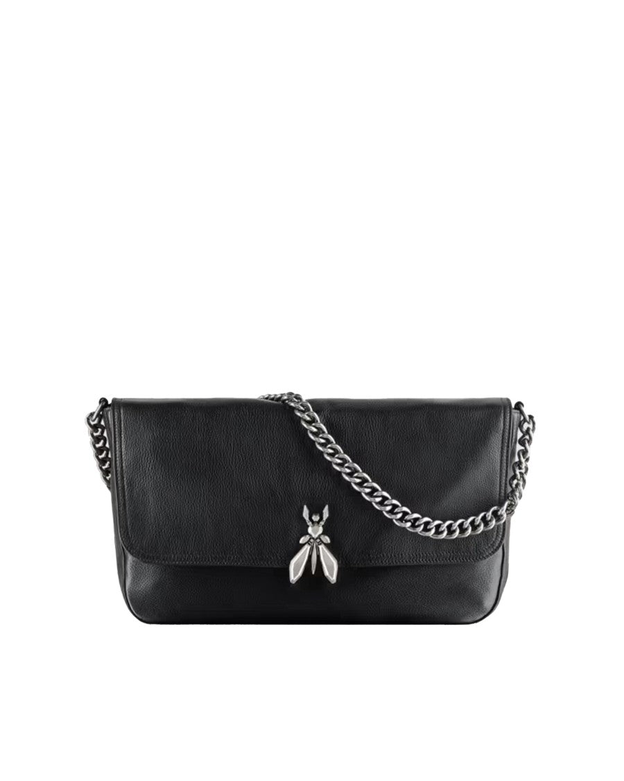 Patrizia Pepe Large Leather Shoulder Bag With Black Chain Strap
