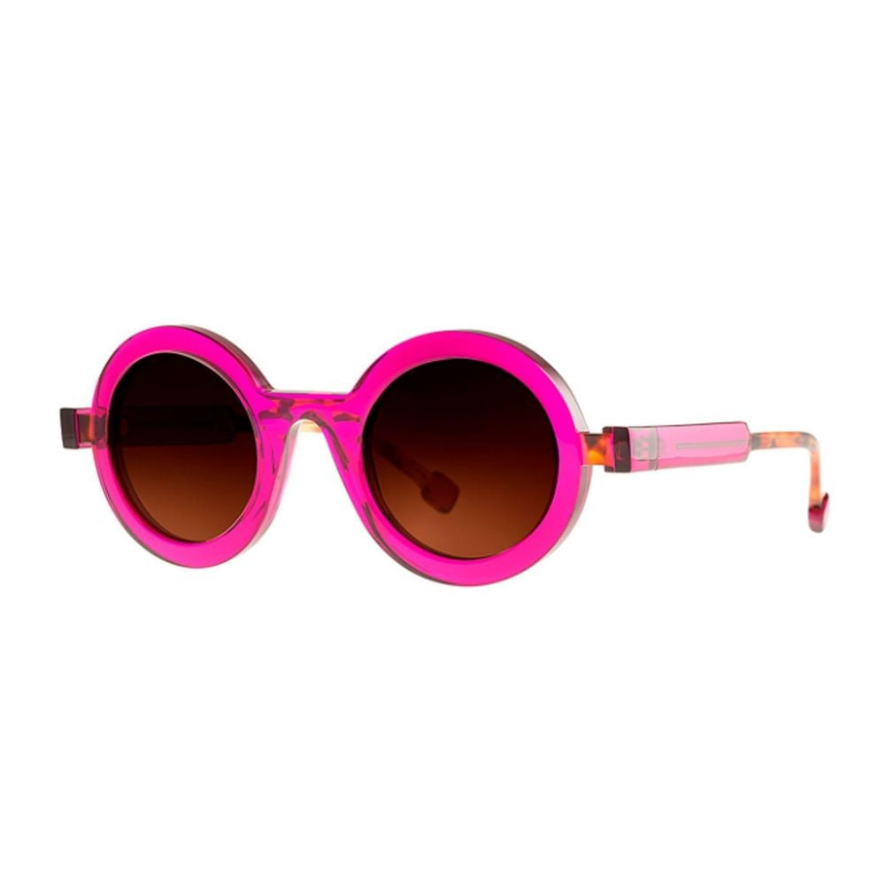 Theo Eyewear Cassette Oversized Round Sunglasses With Multicolored Temples