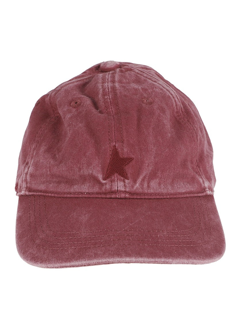 Golden Goose Burgundy Soft Cotton Baseball Cap With Star Emblem