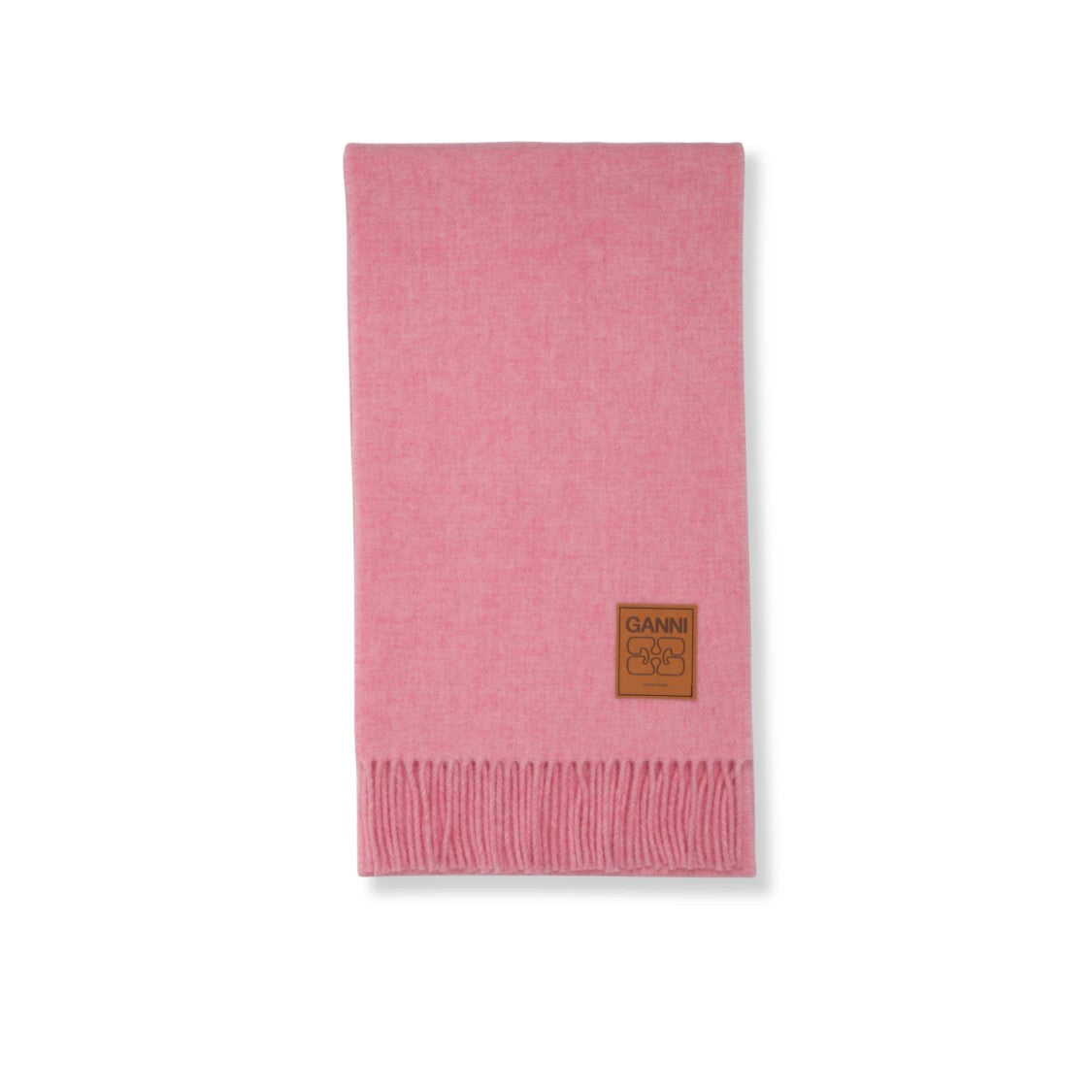 Ganni Double-Face Wool Scarf With Solid Design